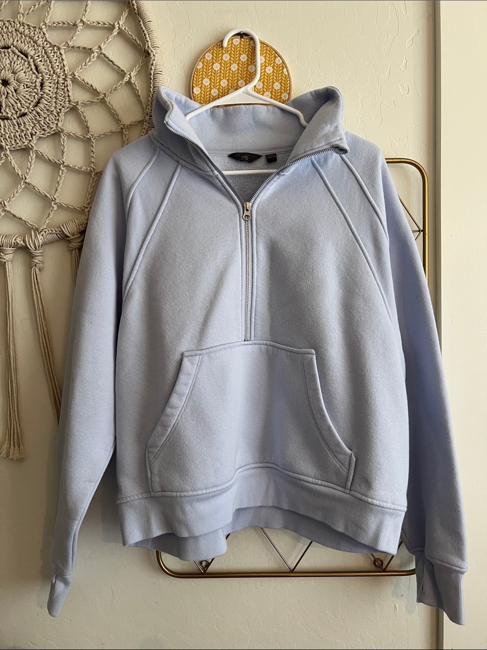 XL | Danskin Women’s Half-Zip Fleece Pullover Sweater - Light Blue